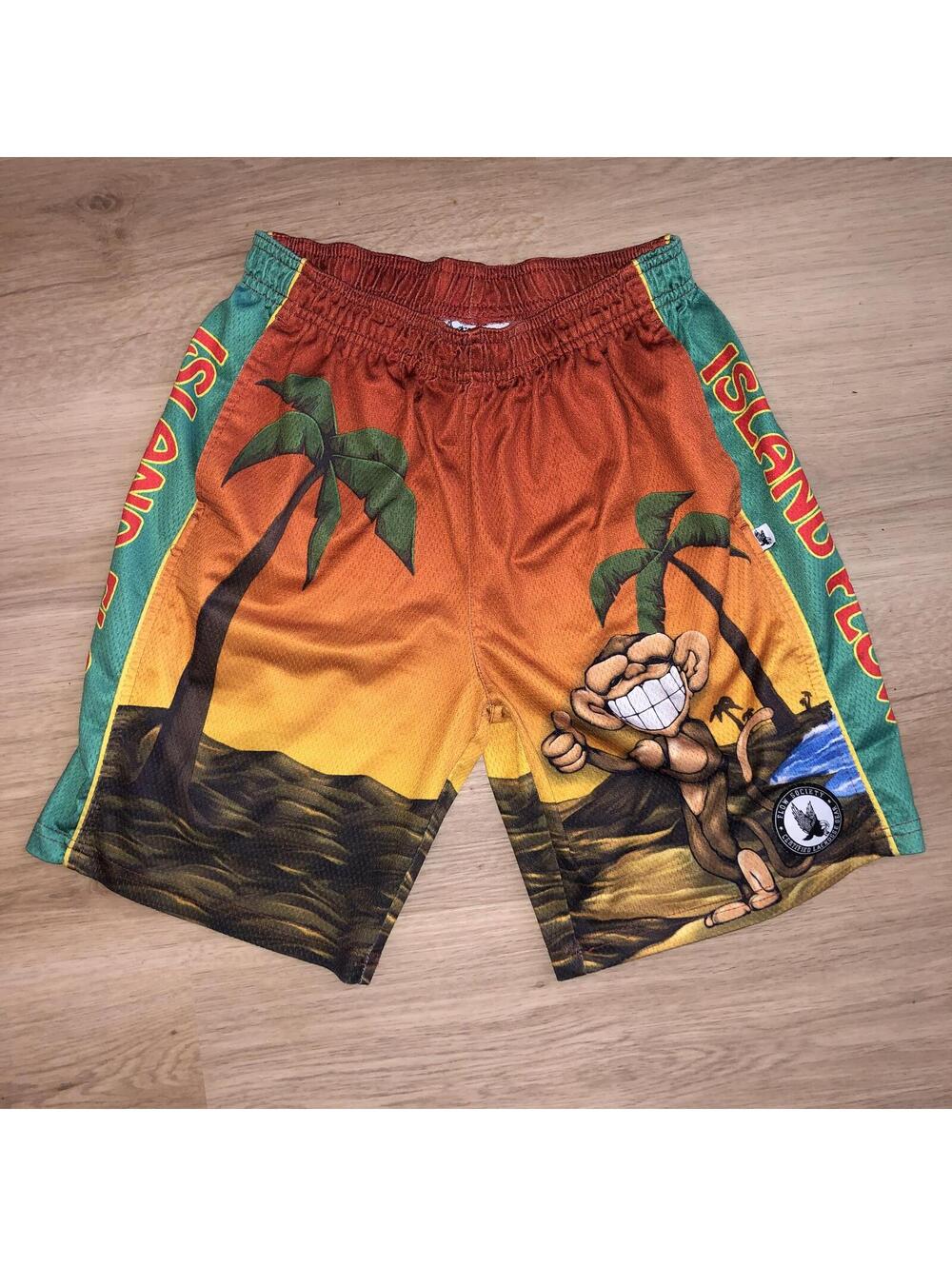 FLOW SOCIETY ISLAND FLOW MONKEY LACROSSE SHORTS YOUTH BOYS SIZE LARGE ORANGE